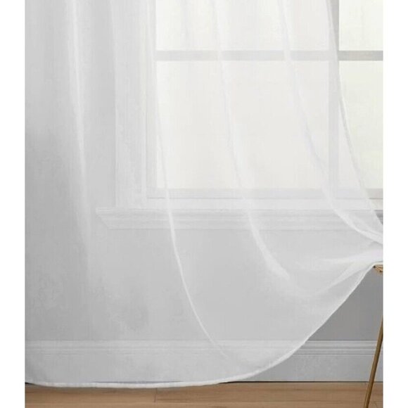 2 Piece Sheer Panels Voile White Curtains 54 X 90 inches Elegant Classic Drapes - Picture 4 of 8